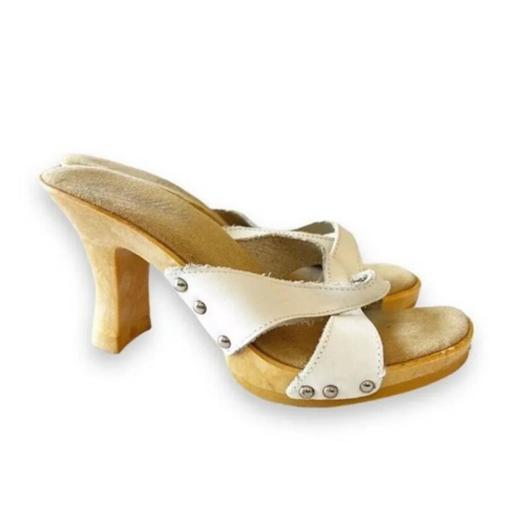 Candies Vintage 80's Sandal Original Soles Made In Italy White Leather US Size 7